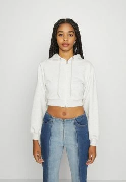 PAMELA REIF X NA-KD - ZIP DETAIL HOODIE - Sweat à Capuche Zippé - Grey Melange