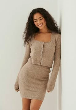 NA-KD MIT ECKIGEM AUSSCHNITT - Gilet - Beige Melange