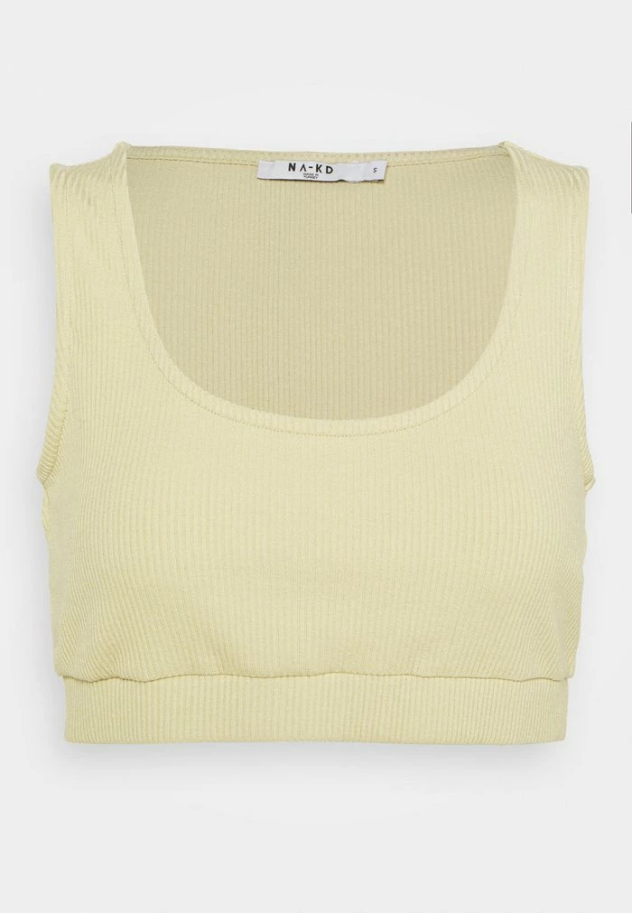 NA-KD JASMIN AZIZAM CROPPED SINGLET - Débardeur - Beige/khaki 5 NA-KD JASMIN AZIZAM CROPPED SINGLET - Débardeur - Beige/khaki – Image 5