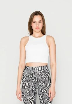 NA-KD CROPPED TANK - Débardeur - White