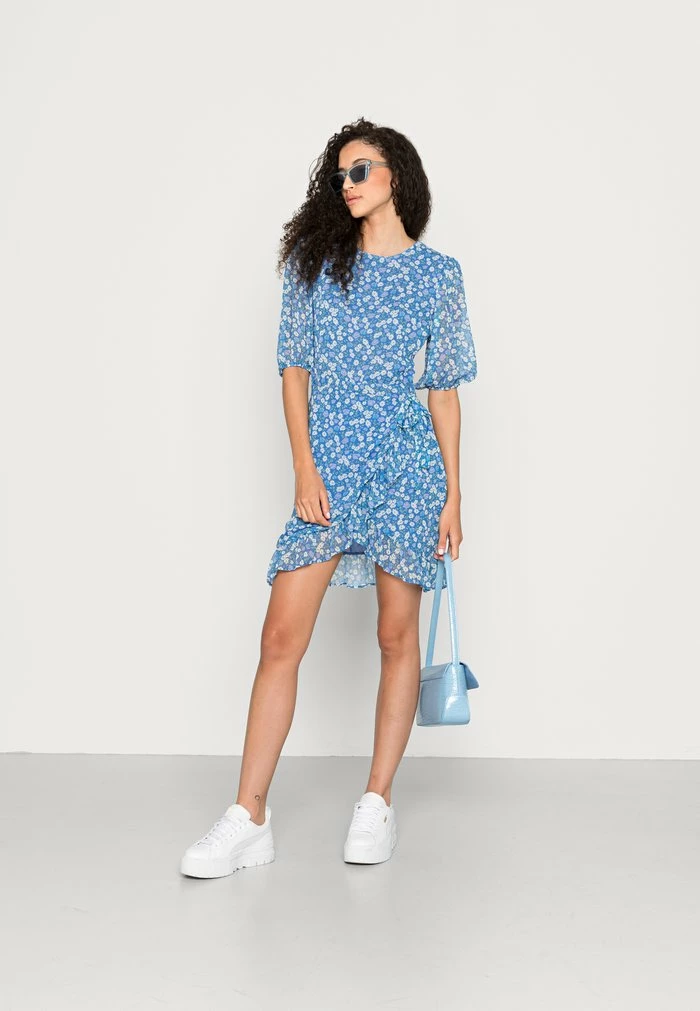 NA-KD FRILLED DRESS - Robe De Jour - Blue 2 NA-KD FRILLED DRESS - Robe De Jour - Blue – Image 2