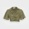 NA-KD Blouse - Khaki Green -NA-KD Soldes Magasin 061daa79c0754e109c320e806ecc3f80