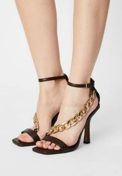 NA-KD CHUNKY CHAIN - Sandales - Dark Brown