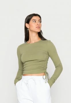 NA-KD DRAWSTRING LONG SLEEVE - T-shirt à Manches Longues - Khaki