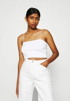 NA-KD SPAGHETTI STRAP CROPPED SINGLET - Débardeur - White