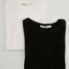 NA-KD 2 PACK ORGANIC CREW - T-shirt Basique - Black -NA-KD Soldes Magasin 099679bc3b5e450eb65da16c3ffff491