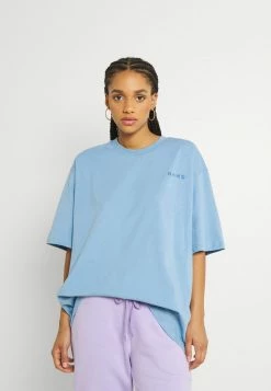 NA-KD LOGO OVERSIZED TEE - T-shirt Basique - Dusty Blue