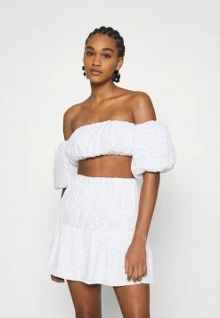 NA-KD EMBROIDERED CROPPED - Débardeur - White