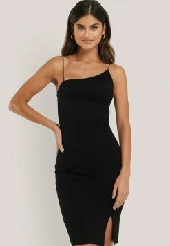 NA-KD KURZES MIT DÜNNEN TRÄGERN - Robe Fourreau - Black