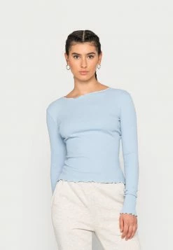 NA-KD RIBBED DETAIL LONG SLEEVE - T-shirt à Manches Longues - Forever Blue