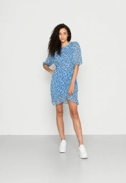 NA-KD FRILLED DRESS - Robe De Jour - Blue