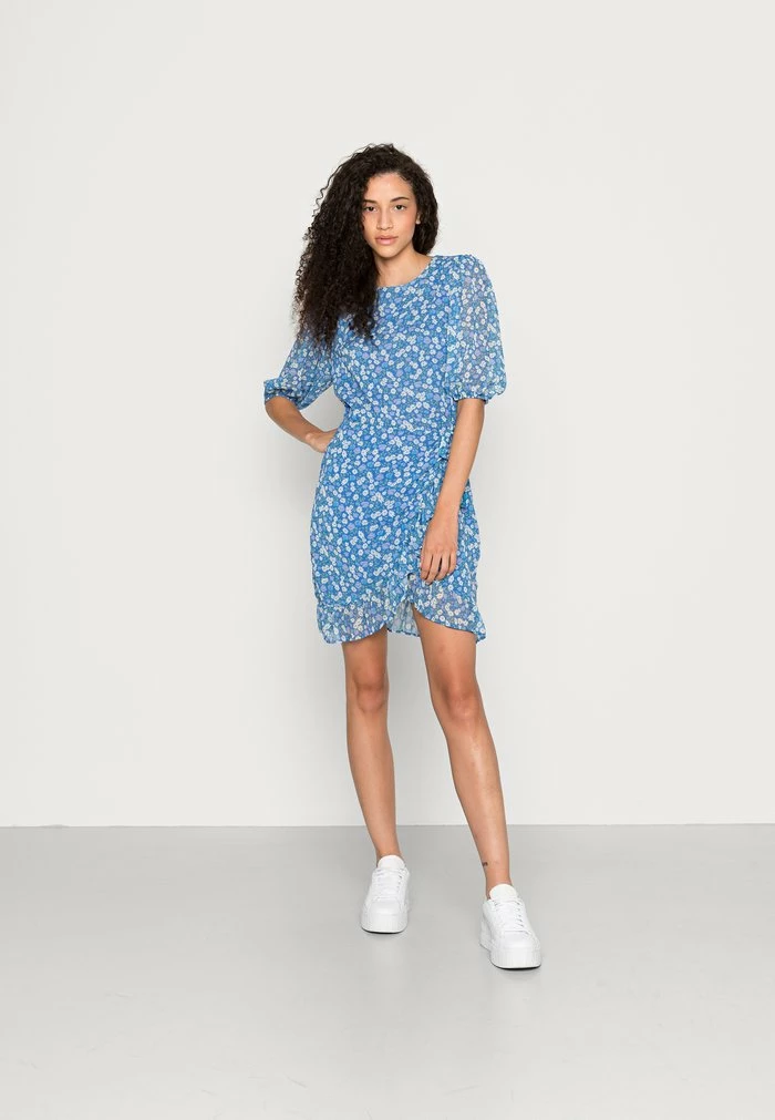 NA-KD FRILLED DRESS - Robe De Jour - Blue 1 NA-KD FRILLED DRESS - Robe De Jour - Blue