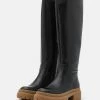 NA-KD CONTRAST SOLE KNEE HIGH BOOTS - Bottes à Plateau - Black -NA-KD Soldes Magasin 15630d4bac66404280cc1e8a6596330d