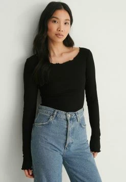 NA-KD T-shirt à Manches Longues - Black