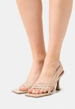 NA-KD CROSSED STRAP HEELS - Sandales - Dusty Sand