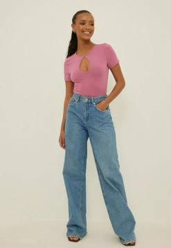 NA-KD KURZÄRMELIGES - T-shirt Imprimé - Pink