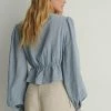 NA-KD Blouse - Dusty Blue -NA-KD Soldes Magasin 19a93718fffd4967b8737ff81ebf96cb