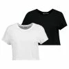 NA-KD 2-PACK CROP - T-shirt Imprimé - Black/white -NA-KD Soldes Magasin 1a5427171525482b9b9ec65ad42386bf