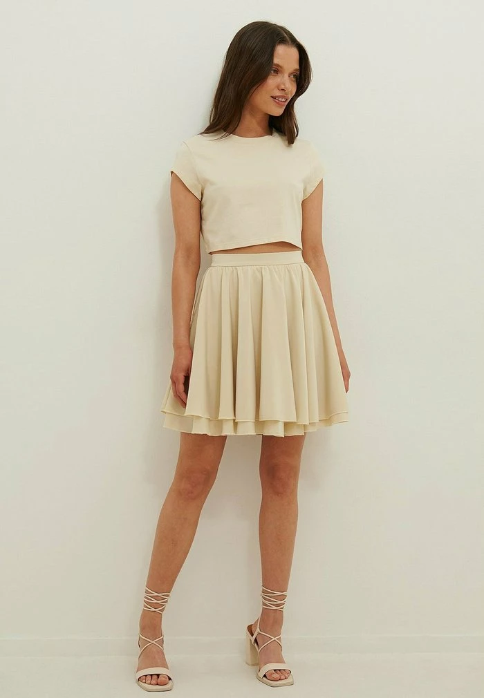 NA-KD Jupe Trapèze - Beige 1 NA-KD Jupe Trapèze - Beige