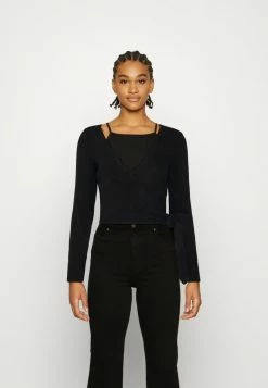 NA-KD WRAP CARDIGAN - Gilet - Black