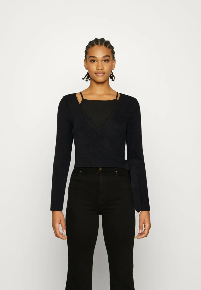 NA-KD WRAP CARDIGAN - Gilet - Black 1 NA-KD WRAP CARDIGAN - Gilet - Black