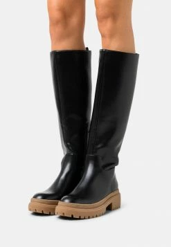 NA-KD CONTRAST SOLE KNEE HIGH BOOTS - Bottes à Plateau - Black