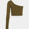NA-KD ONE SLEEVE CROP TOP - T-shirt à Manches Longues - Khaki -NA-KD Soldes Magasin 210256131dac43dc9ad3ed8fdfa5dfb4