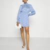 NA-KD PADDED SHOULDER MINI DRESS - Robe De Jour - Blue Comb -NA-KD Soldes Magasin 2151280dd14b42cd8912d56aed19aa14
