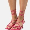 NA-KD KNOTTED ANKLE STRAP STILETTO - Tongs - Pink