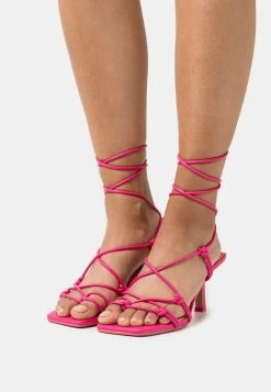 NA-KD KNOTTED ANKLE STRAP STILETTO - Tongs - Pink