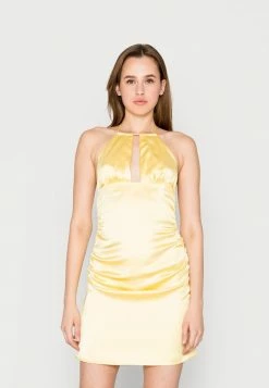 NA-KD GATHERED DETAIL DRESS - Robe De Soirée - Lemon