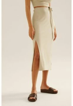 NA-KD MIT SEITENSCHLITZ - Jupe Crayon - Beige
