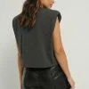 NA-KD MIT SCHULTERPOLSTERN - Débardeur - Dark Grey Melange -NA-KD Soldes Magasin 257d4ab1d8a84df9b1149d420a9969b6