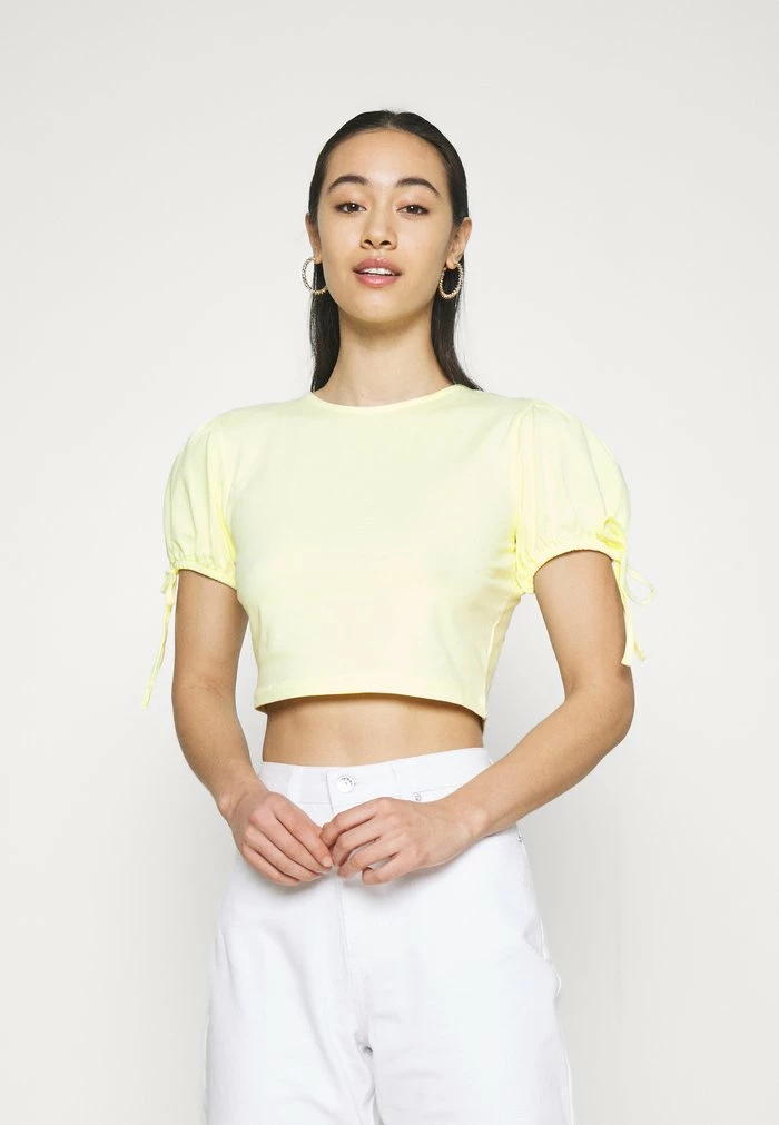NA-KD CROPPED - T-shirt Imprimé - Yellow 1 NA-KD CROPPED - T-shirt Imprimé - Yellow