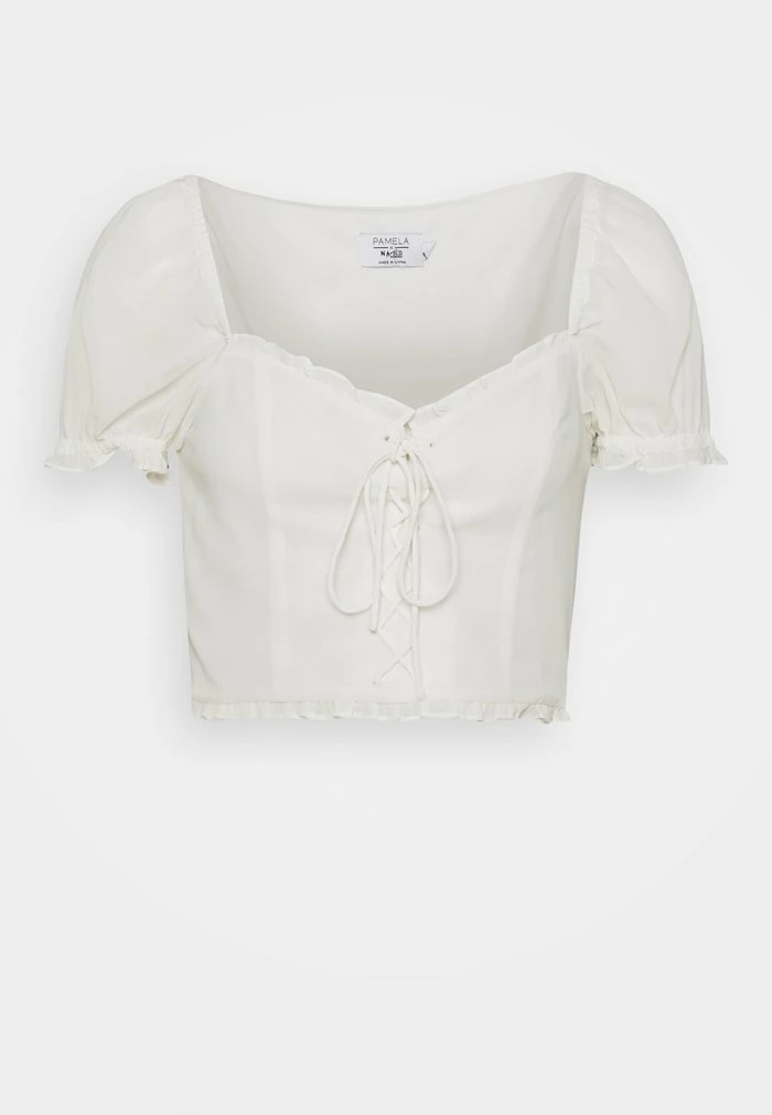 PAMELA REIF X NA-KD - DETAIL CROPPED - Blouse - White 1 PAMELA REIF X NA-KD - DETAIL CROPPED - Blouse - White