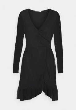 NA-KD WRAP TIE DRESS - Robe De Jour - Black