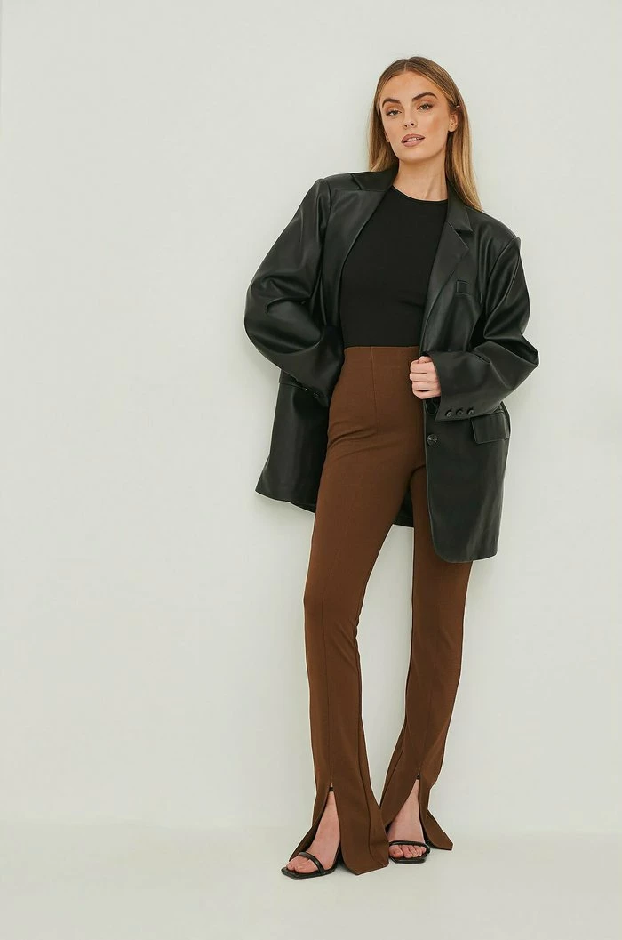 NA-KD FRONT - Pantalon Classique - Brown 1 NA-KD FRONT - Pantalon Classique - Brown