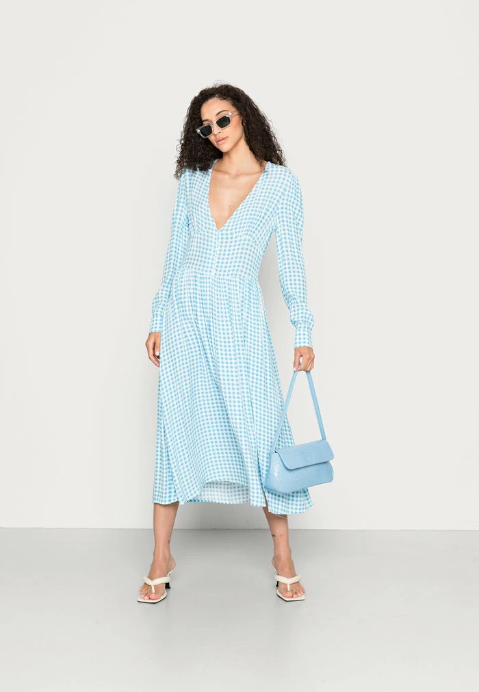 NA-KD SIDE SLIT MIDI DRESS - Robe De Jour - Blue 2 NA-KD SIDE SLIT MIDI DRESS - Robe De Jour - Blue – Image 2