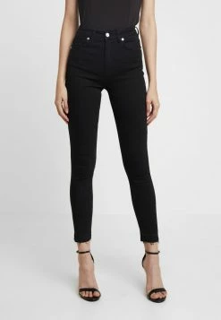 NA-KD HIGH WAIST OPEN HEM - Jeans Skinny - Black