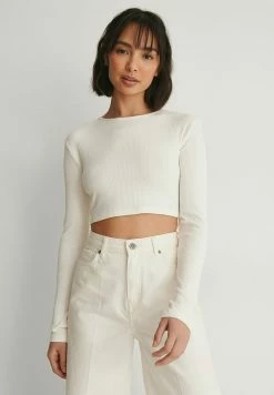 NA-KD RIPP MIT OFFENEM RÜCKEN - T-shirt à Manches Longues - Offwhite