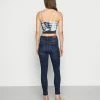 NA-KD HIGH WAIST OPEN HEM - Jeans Skinny - Dark Blue -NA-KD Soldes Magasin 320e3d2763884049b31987a383a8f347