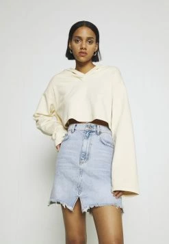 NA-KD CROPPED V NECK HOODIE - Sweat à Capuche - Beige