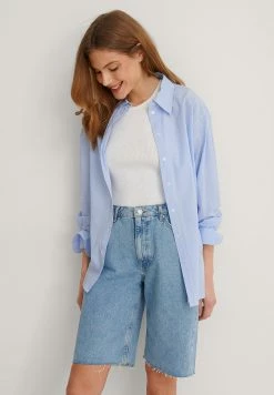 NA-KD RAW HEM - Short En Jean - Light Blue
