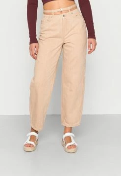 NA-KD BELT DETAIL BARREL - Jean Bootcut - Beige