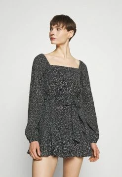 NA-KD PAMELA REIF X ZALANDO OVERLAPPED FRILL MINI DRESS - Robe De Jour - Black