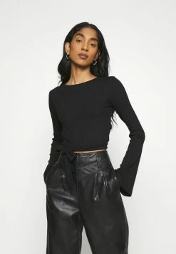 NA-KD KNOT DETAIL OPEN BACK - T-shirt à Manches Longues - Black