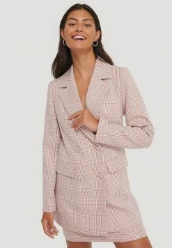 NA-KD Manteau Court - Pink/white