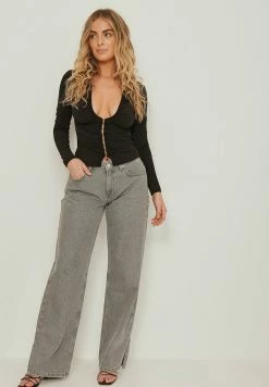 NA-KD KEYHOLE - T-shirt à Manches Longues - Black