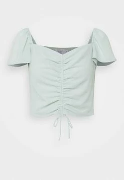 NA-KD FLOWY SLEEVE CROPPED BLOUSE - Blouse - Vintage Mint