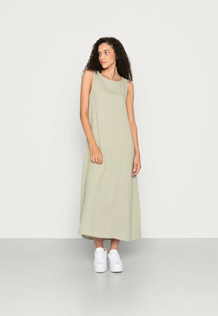 NA-KD ORGANIC OPEN BACK MIDI DRESS - Robe Longue - Desert Sage 1 NA-KD ORGANIC OPEN BACK MIDI DRESS - Robe Longue - Desert Sage
